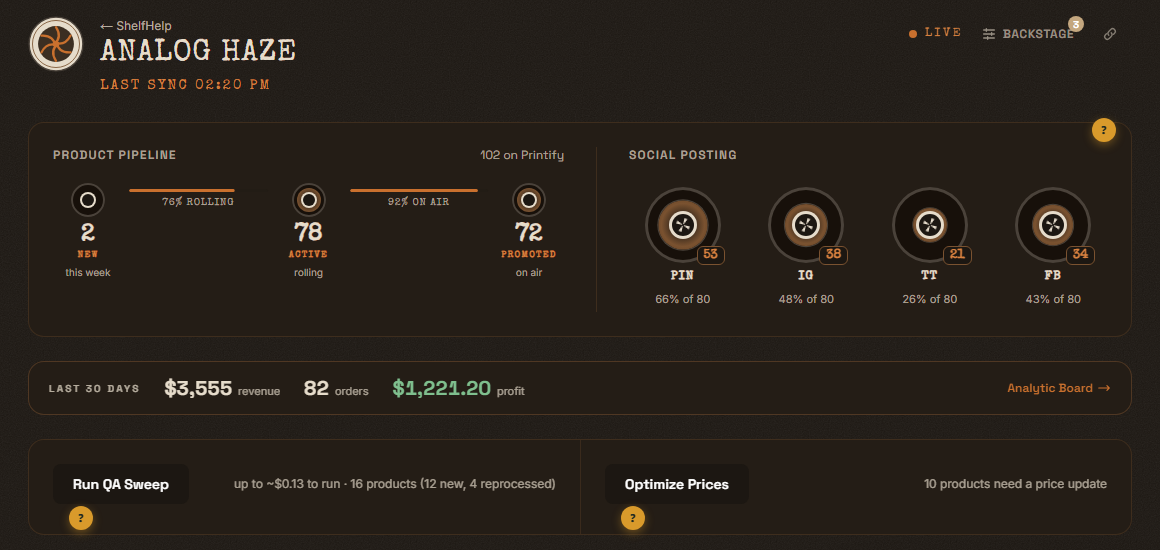 Analog Haze dashboard